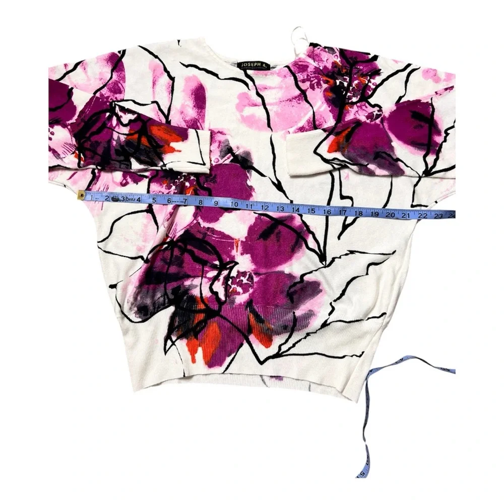 Joseph A Abstract Floral Sweater Womens Deep Purple/Pink/Black/White - Picture 9 of 13